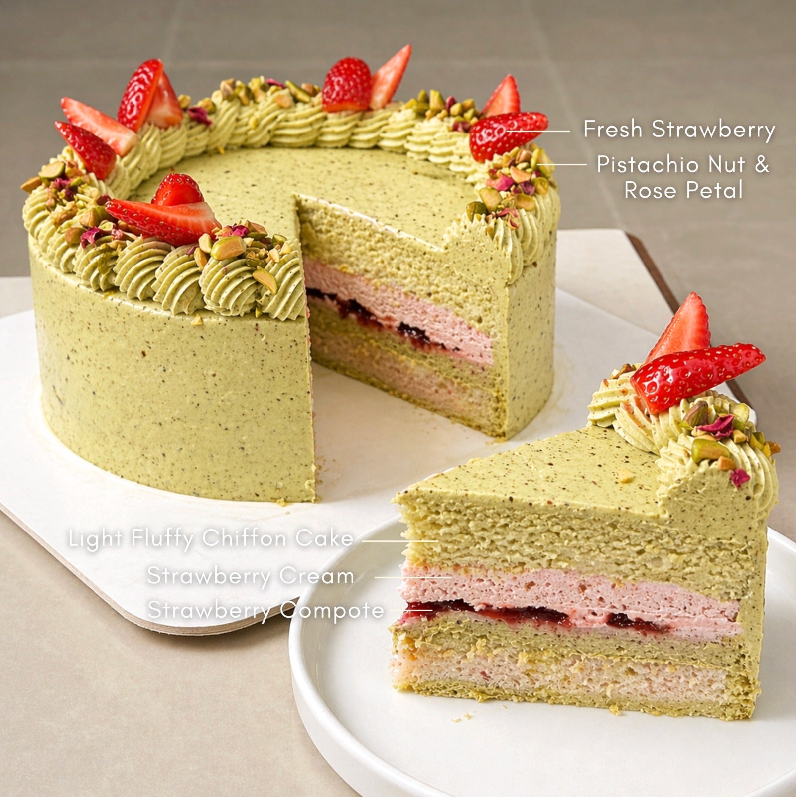 Pistachio Strawberry Cake